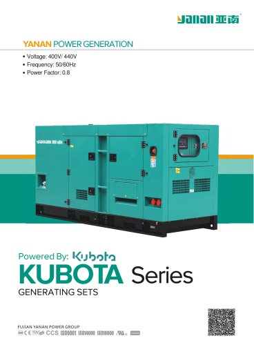 YANAN KUBOTA SERIES GENERATOR SETS