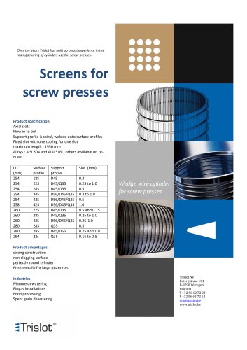 screw screen for waste water