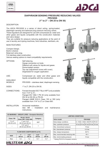 PRV30SS | DN 25 – 50