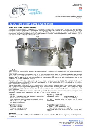 PSSCP Pure Steam Sample Condenser