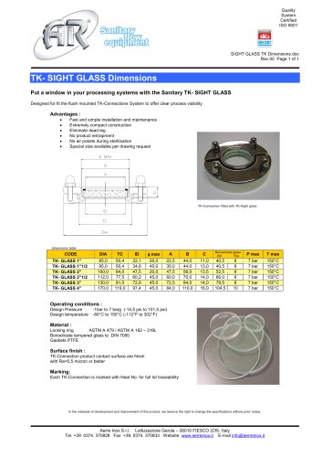 TK SIGHT GLASS Dimensions