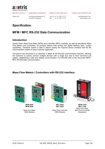 MFM / MFC RS-232 Data Communication