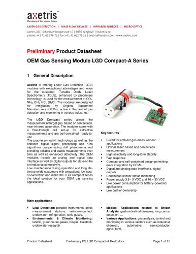 Product Datasheet OEM Gas Sensing Module LGD Compact-A Series