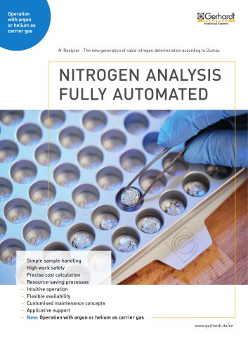 N-Realyzer - The new generation of rapid nitrogen determination according to Dumas