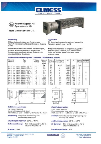 Ex-Space Heater horizontal R1