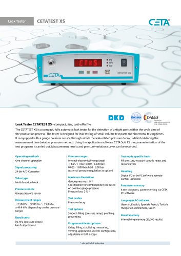 CETA Leak Tester CETATEST XS - compact, fast, cost-effective