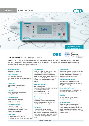 Leak Tester CETATEST 815 - makes precision work