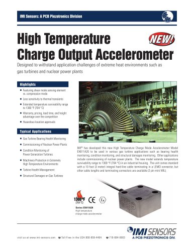 Series EX611A20 - High Temperature Charge Output Accelerometer