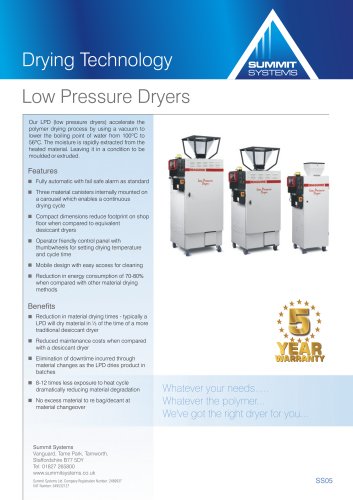 Low pressure dryers