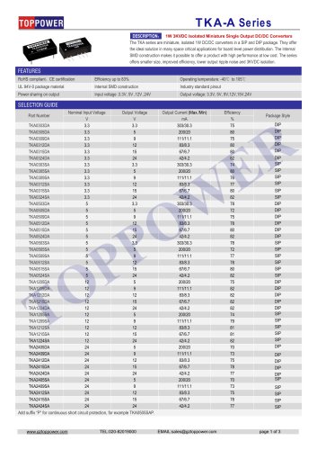 TKA-A series 1W DC-DC converter