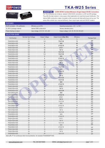 TKA-W25 series 0.25W DC-DC converter