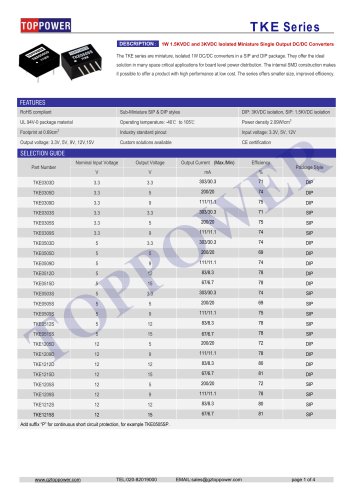 TKE series 1W DC-DC converter