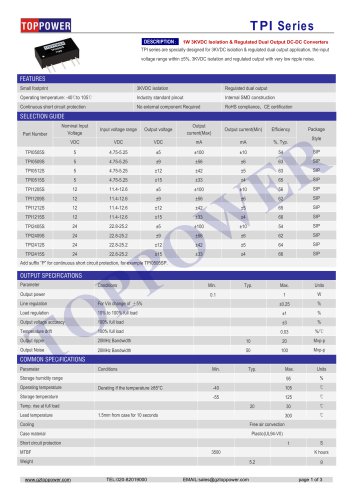 TPI series 1W DC/DC