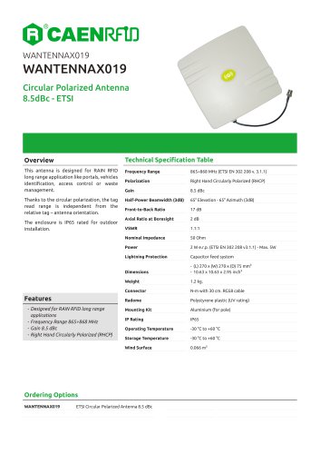 WANTENNAX019 Datasheet