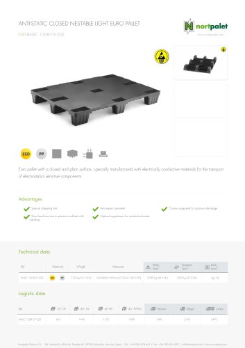 ANTI-STATIC CLOSED NESTABLE LIGHT EURO PALLET