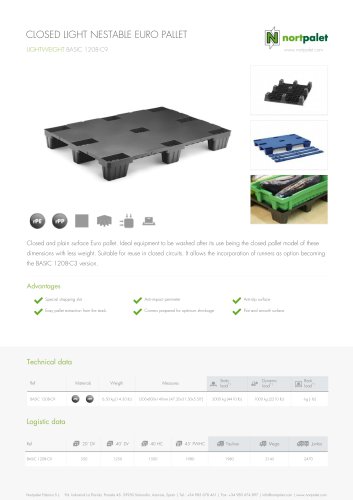 CLOSED LIGHT NESTABLE EURO PALLET