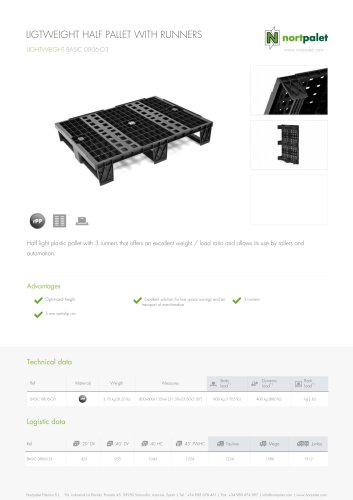 LIGTWEIGHT HALF PALLET WITH RUNNERS