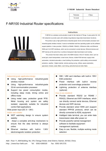 F-NR100 Industrial Router specifications