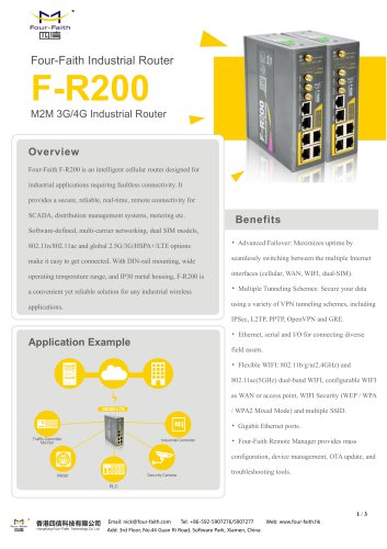 F-R200 Industrial Cellular Wireless Router TECHNICAL SPECIFICATION V1.0.0