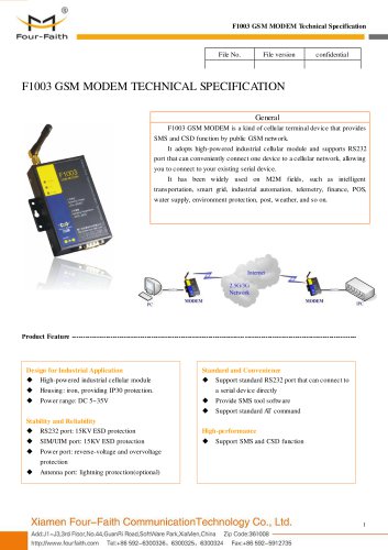 F1003 Industrial GSM MODEM