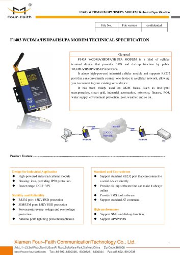 F1403 Industrial WCDMA/HSDPA/HSUPA MODEM