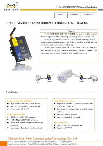 F1603 Industrial CDMA2000 1X EVDO MODEM