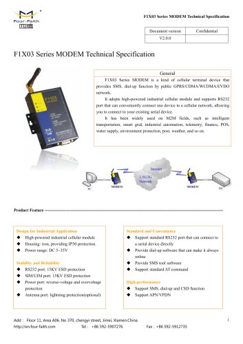 F1X03 Series MODEM Technical Specification V2.0.0