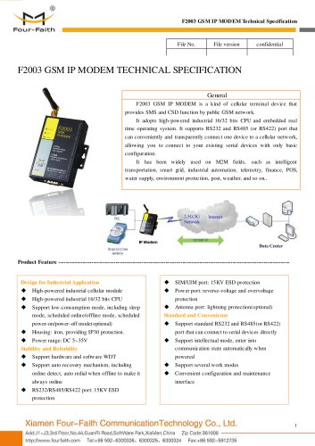 F2003 Industrial GSM IP MODEM,GSM DTU