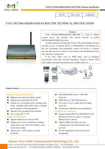 F3423 Industrial WCDMA&HSDPA&HSUPA ROUTER