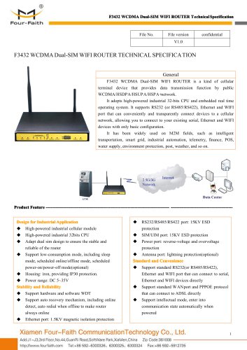 F3432 WCDMA Dual-SIM WIFI ROUTER SPECIFICATION