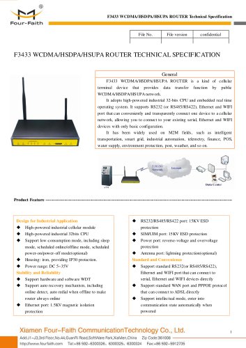 F3433 WCDMA&HSDPA&HSUPA Industrial ROUTER