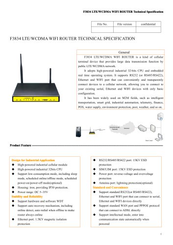 F3834 Industrial LTE&WCDMA WIFI Router