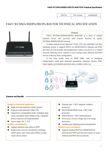 F4433 Industrial WCDMA/HSDPA/HSUPA ROUTER