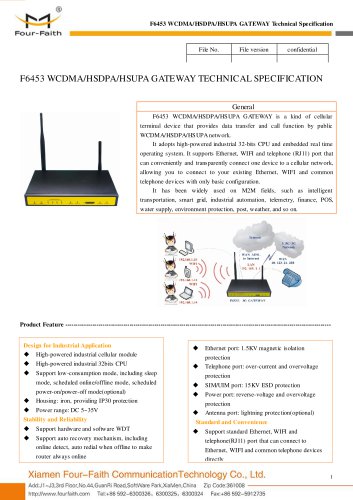 F6453 Industrial WCDMA&HSDPA&HSUPA GATEWAY