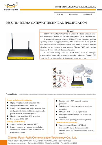 F6553 Industrial 3G TD-SCDMA GATEWAY