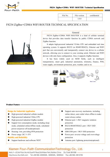 F8234 ZigBee+CDMA WIFI ROUTER SPECIFICATION