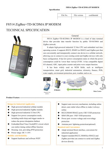 F8514 ZigBee+TD-SCDMA IP MODEM,zigbee modem