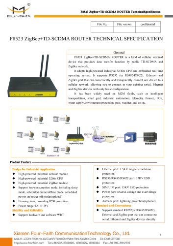 F8523 ZigBee+TD-SCDMA ROUTER