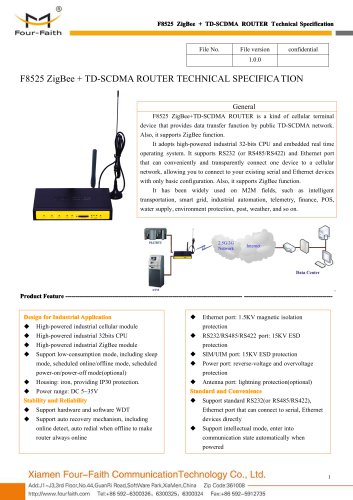 F8525 ZigBee+TD-SCDMA ROUTER SPECIFICATION