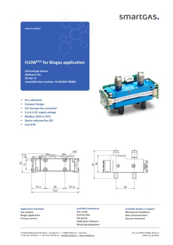 Infrared gas Sensor Methane CH4 50 Vol.-%  for Biogas application