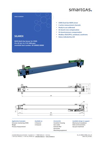 NDIR Multi-Gas Sensor for CEMS CO2 20 Vol.-% // CO 1000 ppm