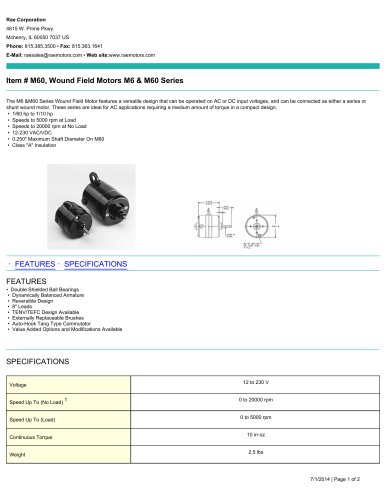 Wound Field Motors M6 & M60 Series