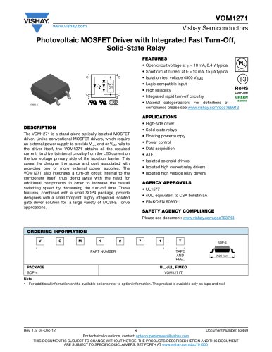 VOM1271 SOLID-STATE RELAYS