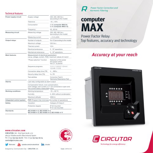 computer MAX, Power Factor Relay: op features, accuracy and technology