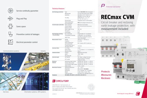 RECmax CVM, Circuit breaker and reclosing earth leakage protection, with measurement included