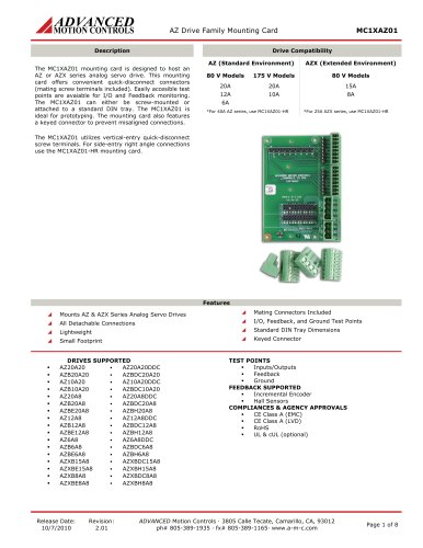 AZ Drive Family Mounting Card MC1XAZ01