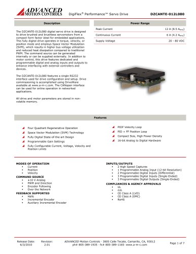 DigiFlex® Performance™ Servo Drive DZCANTE-012L080