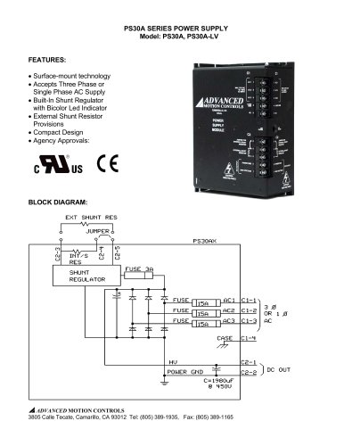 PS30A SERIES POWER SUPPLY Model: PS30A, PS30A-LV