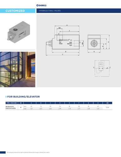 CUSTOMIZED VALVE APPROVED WITH CE CERTIFICATION, FOR ELEVATOR