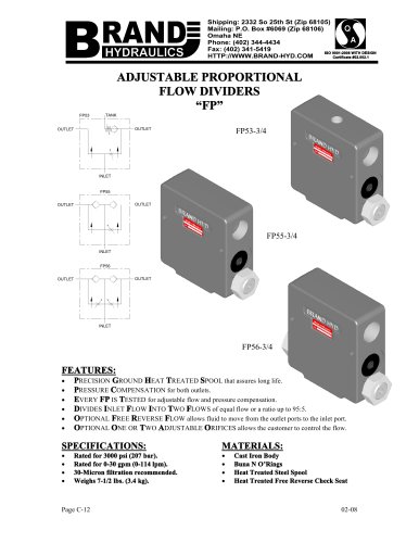 ADJUSTABLE PROPORTIONAL FLOW DIVIDERS ?FP?